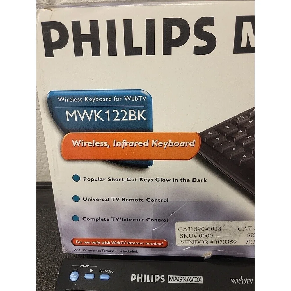 Philips Magnavox Webtv Plus MWK122BK Wireless MSN WebTV Keyboard Untested